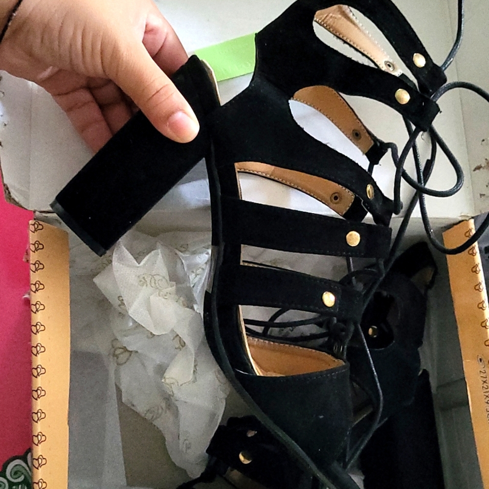 Black strappy heels/sandals